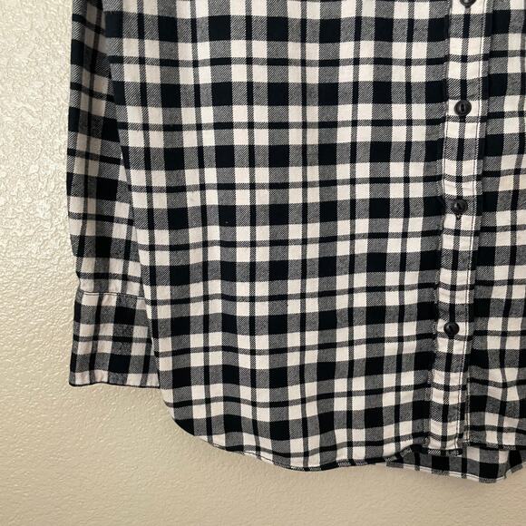 Madewell Top Womens Medium Black White Bridgeport Check Flannel Shirt Button Up - Picture 5 of 12